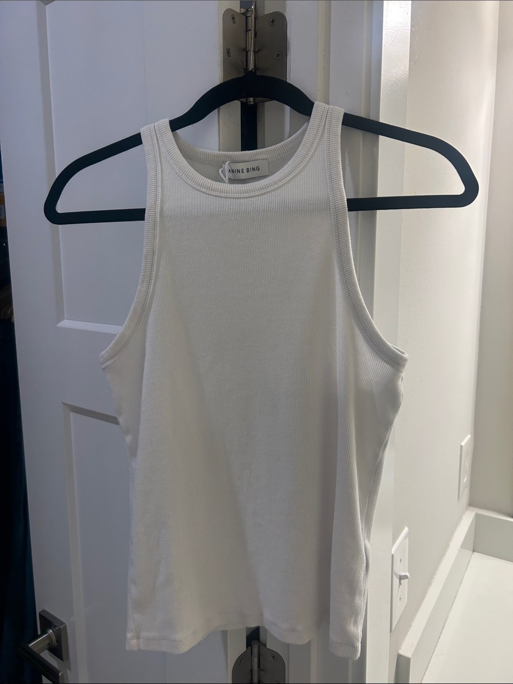 Anine Bing Cream Ribbed Tank